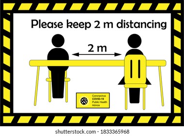 A poster asking you to keep your distance during office meetings