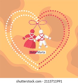 Poster of the baba marta festival with a heart with dolls in the center