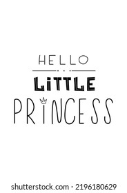 Poster For Baby Room, Postcards, Fabric. Kids Cards For Interior. Nursery. Little Princess Poster Black And White. Vector