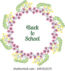 Poster for back to school, education template, with concept purple flower frame background. Vector