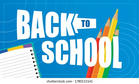 poster for back to school on blue background