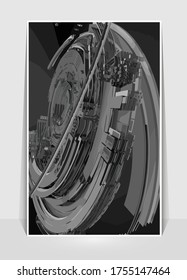 Poster background with 3D illustration abstract technology digital hi tech concept 
