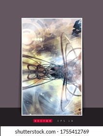 Poster background with 3D illustration abstract technology digital hi tech concept 