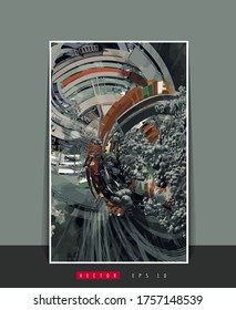 Poster background with 3D illustration abstract technology digital hi tech concept 