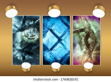 Poster-Hintergrund mit abstraktem 3D-Illustrationskonzept für digitale Hightech-Technologie 