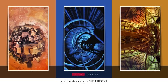 Poster background with 3D illustration abstract technology digital hi tech concept 