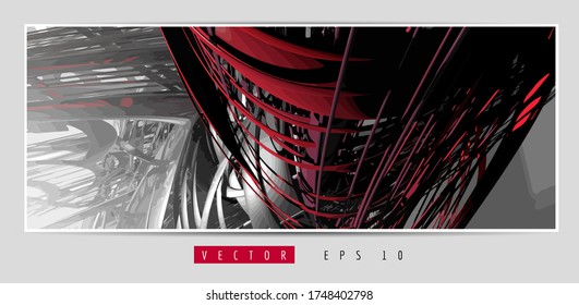 Poster background with 3D rendering abstract technology digital hi tech concept 