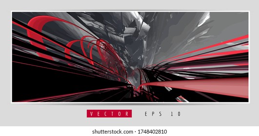 Poster background with 3D rendering abstract technology digital hi tech concept 