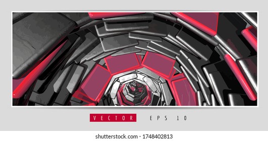 Poster background with 3D rendering abstract technology digital hi tech concept 