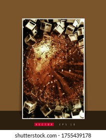 Poster background with 3D rendering abstract technology digital hi tech concept 