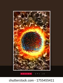 Poster background with 3D rendering abstract technology digital hi tech concept 