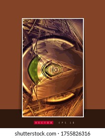 Poster background with 3D rendering abstract technology digital hi tech concept 