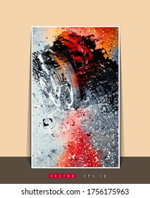 Poster background with 3D rendering abstract technology digital hi tech concept 