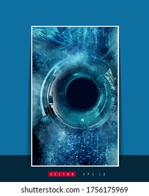 Poster background with 3D rendering abstract technology digital hi tech concept 