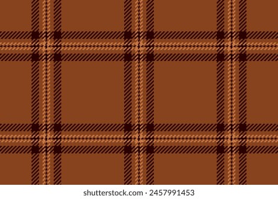 Poster background fabric tartan, pretty texture textile check. Bandana seamless pattern plaid vector in orange and dark colors.