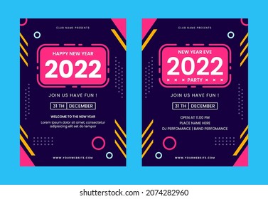Afiche Antecedentes feliz año nuevo 2022. ilustración vectorial año nuevo.