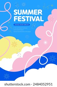 A poster background image reminiscent of a cool summer festival with the theme of sky and clouds
