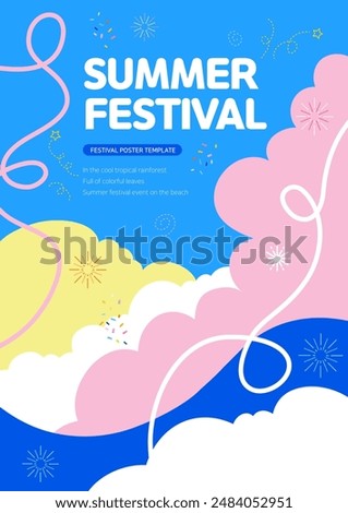 A poster background image reminiscent of a cool summer festival with the theme of sky and clouds
