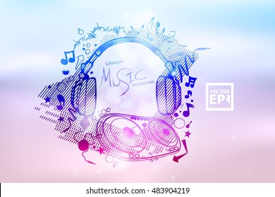 Poster Background for music club disco event with rainbow colours, abstract design elements vector
