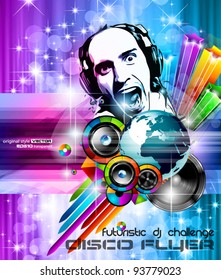 Poster Background for music international disco event with rainbow colours, abstract design elements and a lot of stars!