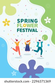 Poster background with people enjoying the Spring Flower Festival