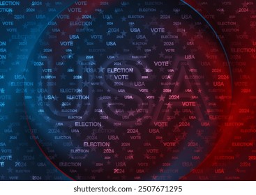 Fondo del cartel para las elecciones presidenciales de Estados Unidos de 2024 con los colores de la bandera de Estados Unidos. Diseño de Vector