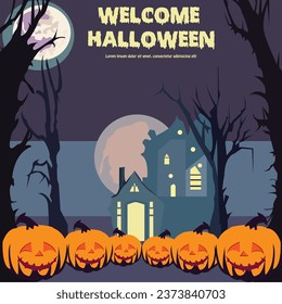 Poster background welcome Halloween vector editable design