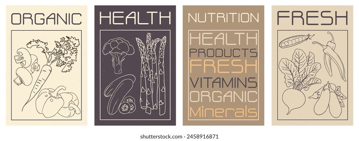 Poster, bag print, kitchen board, menu, kitchen utensils. Fresh food. Purchases . shopping, Health products. Vector graphics.