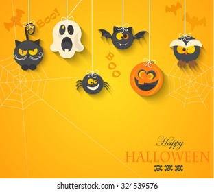 Poster, banner or background for Halloween Party Night, vector illustration.