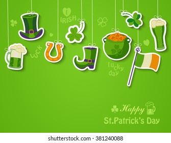 Poster, banner or background for Happy St Patricks day, vector illustration.  