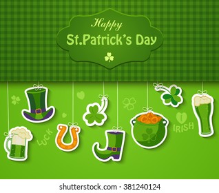 Poster, banner or background for Happy St Patricks day, vector illustration.  