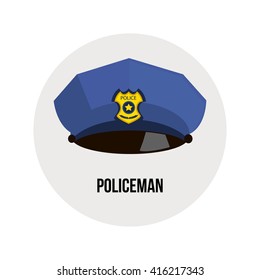 Poster or banner, background or logo of a police cap. Vector illustration.