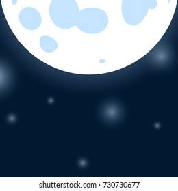 Poster, banner or background for Moon Party Night. Vector illustration with moon. 