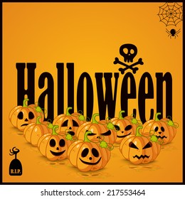 Poster, banner and background for pumpkins for Halloween