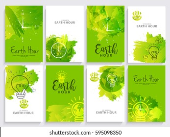 Poster Or Banner Background Set For Earth Hour.