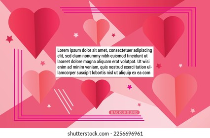 Poster banner or BACKGROUNDs with pink and red paper cut clouds. Place for text. Happy Valentine's Mother's day Father's day ETC sale header or voucher template with star and hearts.