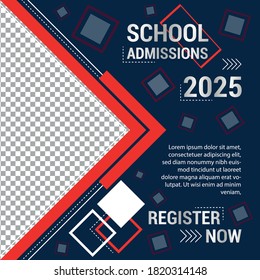 Poster banner and brochure design template. New year school admission elegant creative modern flyer template. New event registration and school class and learn promotion poster vector illustration. 