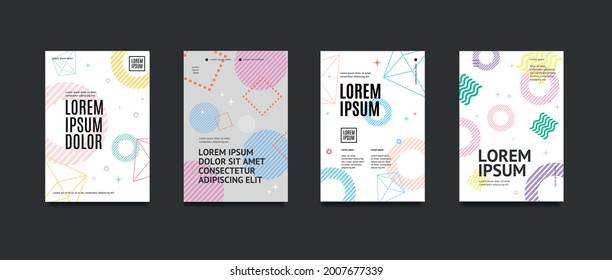 Poster Banner Card with Abstract Memphis Style Elements Set. Vector