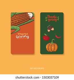 poster or banner design happy thanks giving, agricultural cartoon vector