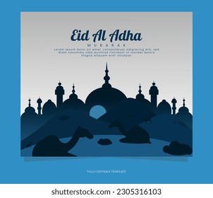 A poster banner eid al adha with mosque