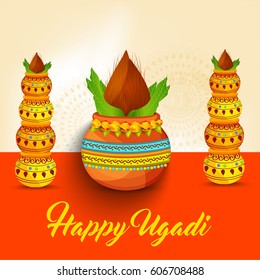 Poster Or Banner For Festival Of Ugadi Celebration.