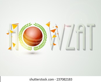 Poster, banner or flyer with 3D Howzat text and red cricket ball for Cricket sports concept.