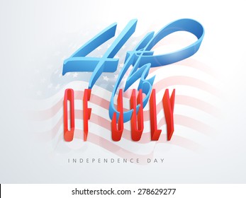 Poster, banner or flyer with 3D text 4th of July on national flag waves background for American Independence Day celebration.