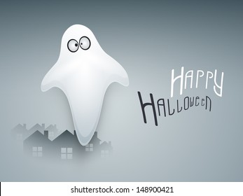 Poster, Banner, Flieger oder Hintergrund mit klassischem Charakter des Geistes zu Happy Halloween Party Nacht. 