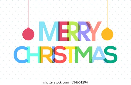 Poster, Banner or Flyer with colorful text Merry Christmas and Xmas Balls.