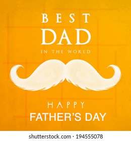 Poster, banner or flyer design with stylish text and mustache on yellow background for Happy Father's Day celebrations.