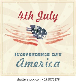 Poster, banner or flyer design with stylish text 4th of July on abstract American national flag for Independence Day celebrations in vintage style. 