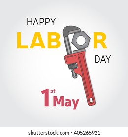 Poster, banner or flyer design with stylish text 1st May, concept for labours day, labor day, workers day. Vector illustration.