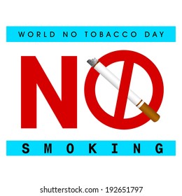 Poster, banner or flyer design for World No Tobacco Day with stylish text No Smoking and cigarette on white background.