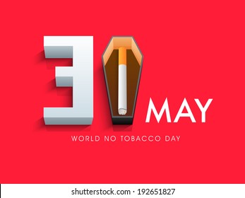 Poster, banner or flyer design for World No Tobacco Day with stylish text and cigarette on red background.